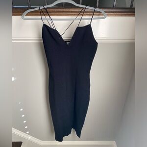 Bishop and Young little black dress with asymmetrical straps